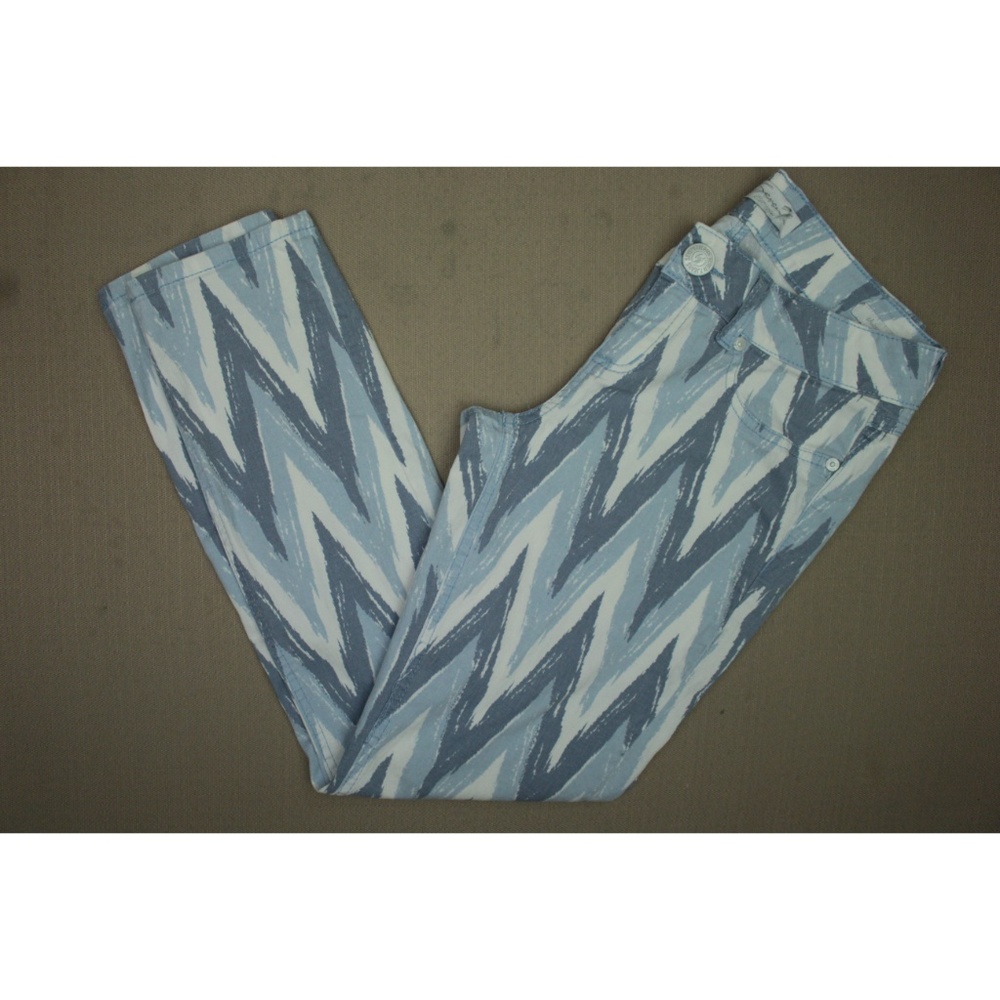 Seven7 Skinny Jeans Women's Size 8 Petite Blue White Chevron Pattern Denim - Picture 4 of 8
